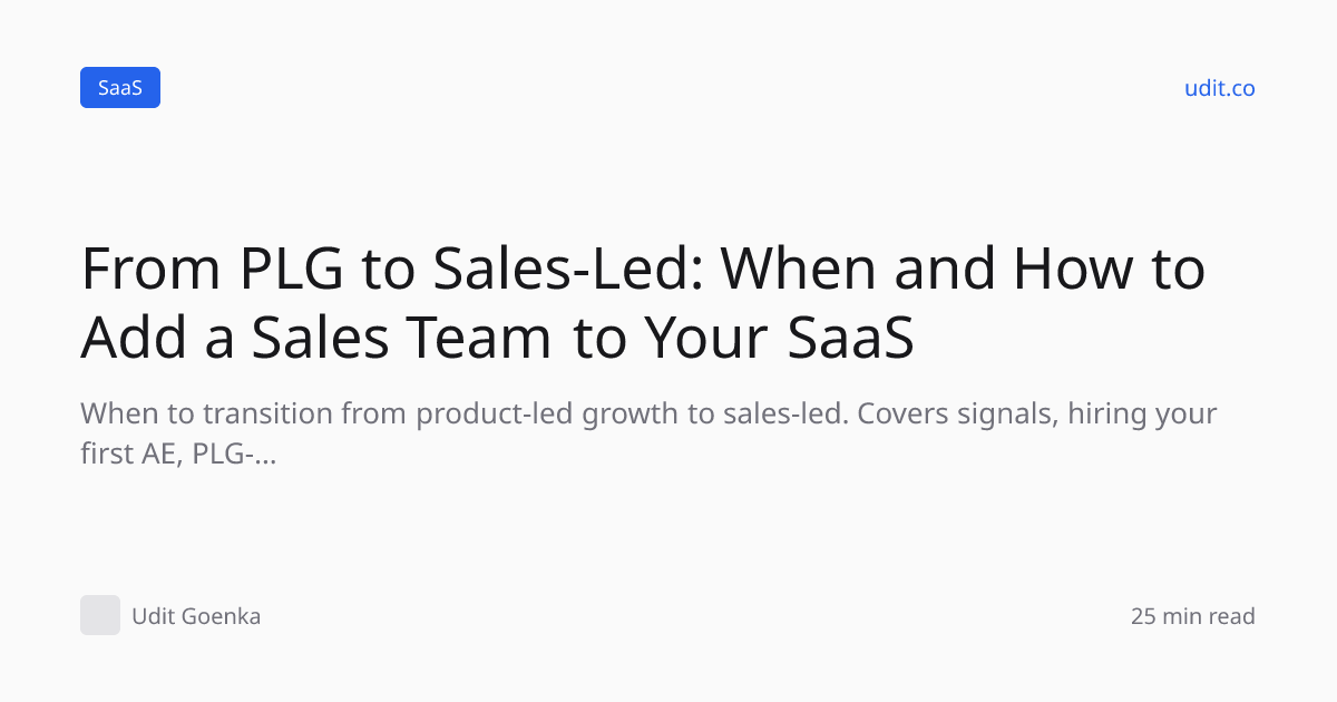 From PLG to Sales-Led: When and How to Add a Sales Team to