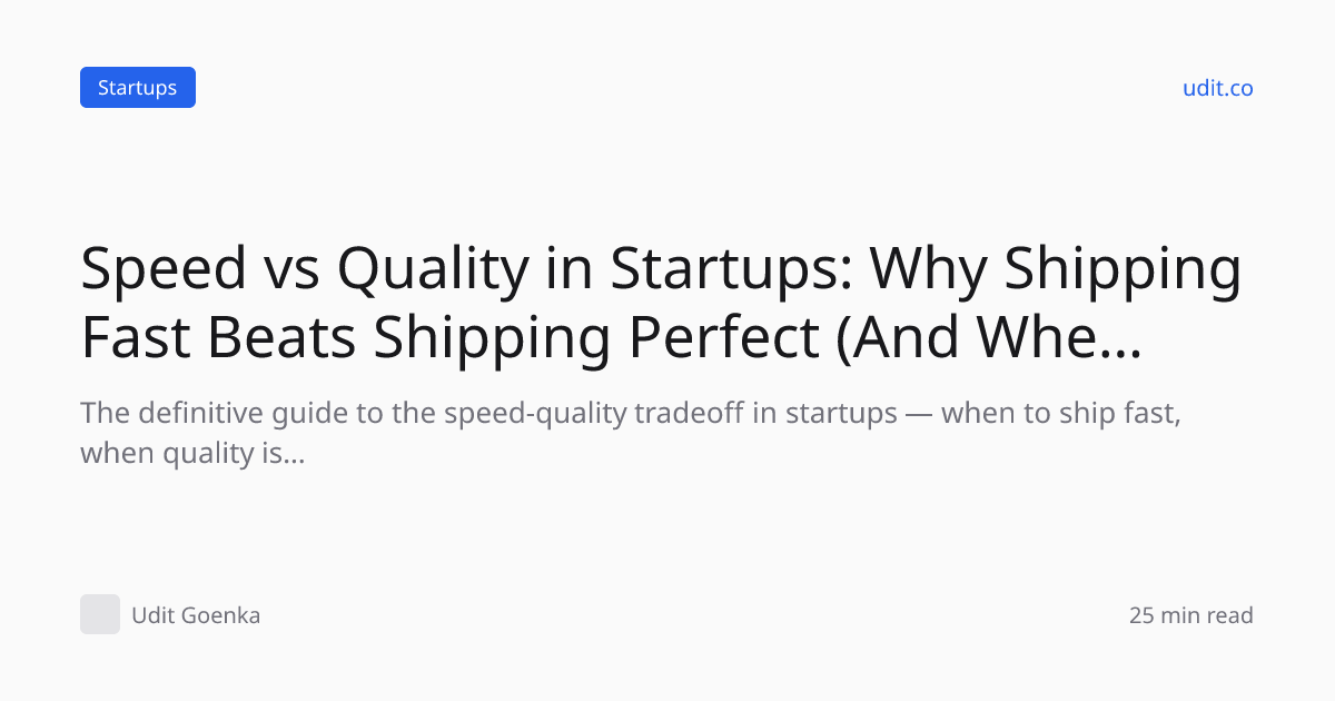 Speed vs Quality in Startups: Why Shipping Fast Beats Shipp…
